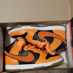 Orange and Black High-Top Sneakers